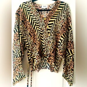 NANUSHKA ANIMAL PRINT CRINKLE BLOUSE